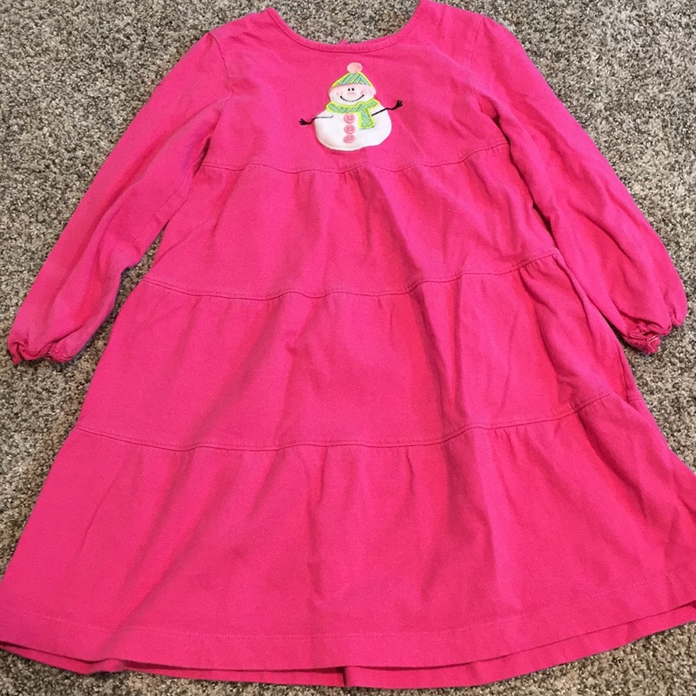 K. Khaki Kids girls size 5 long sleeve snowman dress.